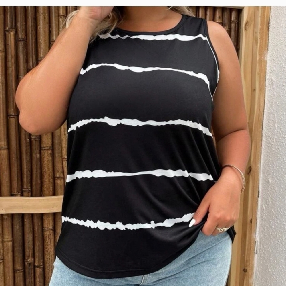 Emery Rose Black White Tie Dye Tank Top New Nwt 4XL 20